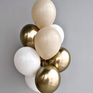Bouquet di palloncini beige, bianchi e dorati / Elegante baby shower neutro / Addio al nubilato / Compleanno per bambini / Dolci 16 / Bridal Shower