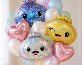Globos de dumplings adorables / Bao Bun / Decoración de fiesta kawaii brillante y blandita / Un pequeño dumpling está en camino / Cumpleaños de dumplings
