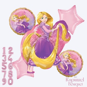 Rapunzel Balloon Bouquet: Tangled Princess Birthday Party Decor for girls birthday