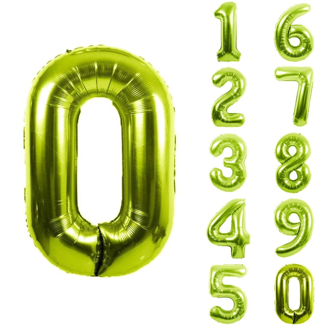 Number Balloons Foil Mylar Number Balloons Green Number Etsy