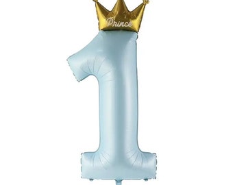 Prince Crown Number One Balloon: 1st Birthday Party Decor