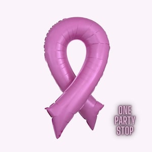 Pink Ribbon Balloon: 36&quot; Mylar for Breast Cancer Awareness