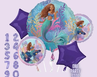 Little Mermaid Balloon Bouquet: Licensed Ariel Party Decorations, 5pc
