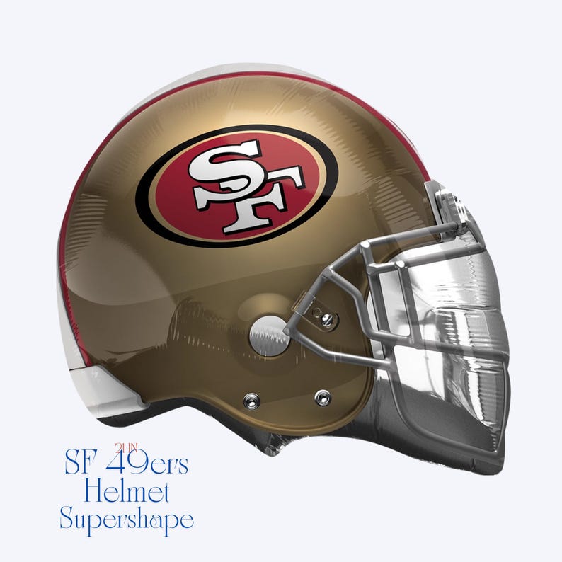 San Francisco 49ers Balloon Bouquet: Licensed Football Helmet & Star Balloons SF 49ers Helmet