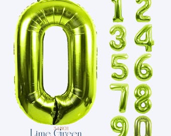 Lime Green Age Number Balloon Jumbo, Birthday Party Decorations, Neon Green Numbers