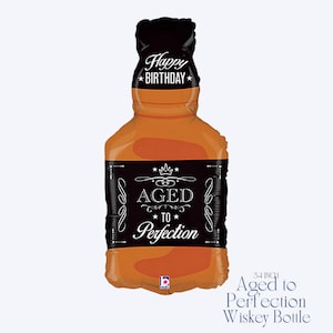 Birthday Party Aged to Perfection Balloon Bouquet | Adult Birthday Balloons | Beer & Whiskey Balloon Set | Milestone Birthday Decor 34" Whiskey Bottle