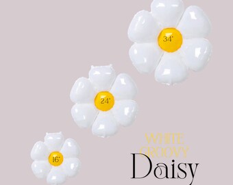 Daisy Flowers | Boho Daisy Flower | White Daisy Mylar Balloon | Giant Daisy | Flower Party | Two Groovy | Groovy One Daisy | Retro Daisy