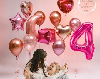 Bouquet de ballons rouges Kissy Lips : décorations de fête roses