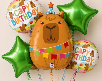 Capybara Birthday Balloons | Be Cappy | Capybara Themed Party | Cute Animal Birthday Party Decorations