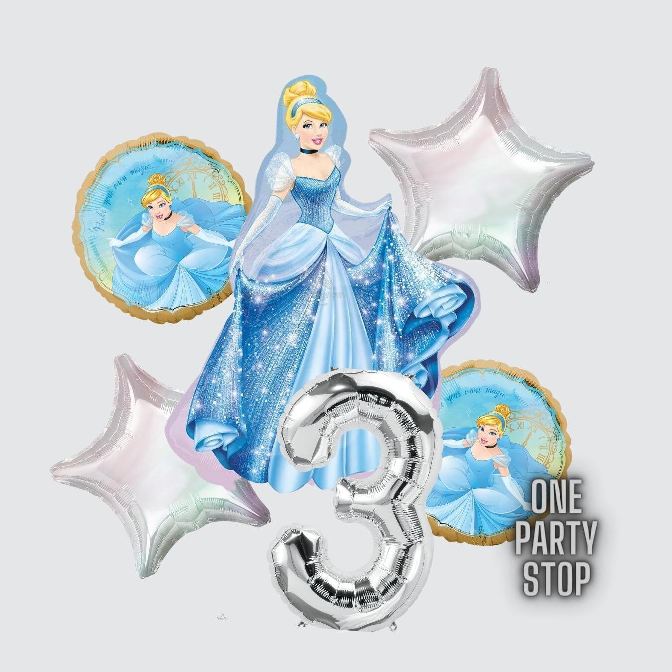 Globos de Cenicienta - Globos de princesa con licencia de anagrama / Cumpleaños de niños pequeños / Cumpleaños de princesas / Decoraciones de princesas / Cumpleaños de niñas