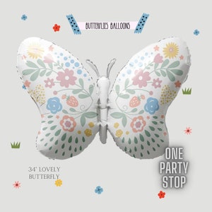 Butterfly Balloons | Boho Pastel Butterfly Balloon | Pastel Butterfly | Girls Birthday Decor |  Pastel Birthday Balloons | Butterfly