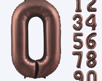 Coffee Brown Number Balloon - 34 inch | Giant Mocha Number Balloon | Western Birthday | Earth Tone Rustic Birthday | Espresso Bar Party