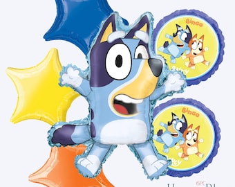 Bluey Balloon Bouquet - Licensed Foil Mylar Party Decoration