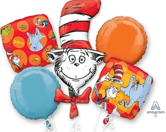 Cat in the Hat Balloons - Anagram Licensed | Dr Seuss Balloon | Dr Seuss Balloon Bouquet | Dr Seuss birthday party | Dr Seuss decorations