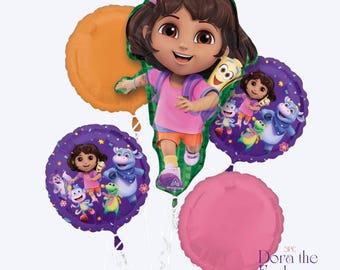 Ramo de globos de Dora la Exploradora: Decoración con licencia para fiestas de cumpleaños