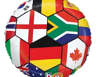 Globos de la Copa Mundial de Fútbol / Decoraciones para fiestas de fútbol mundial / EE. UU., México, Brasil, Argentina, Portugal, España / Artículos para cumpleaños de fútbol