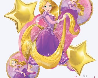 Globos de Rapunzel dorados: Decoración de fiesta de cumpleaños de princesa enredada para cumpleaños de niñas
