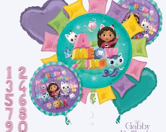 Ramo de globos de la casa de muñecas de Gabby - Decoración oficial para fiestas con anagramas