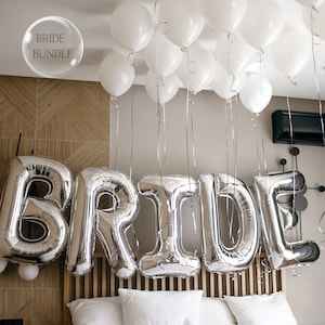 Palloncini BRIDE - Argento Jumbo, 34 pollici / Decorazioni per addio al nubilato / Festa di matrimonio / Festa di fidanzamento / Decorazioni per la stanza della sposa / Decorazioni per addio al nubilato