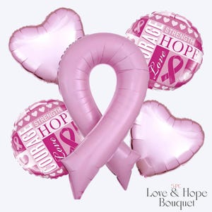 Pink Ribbon Foil Balloon Set: Breast Cancer Awareness Decor