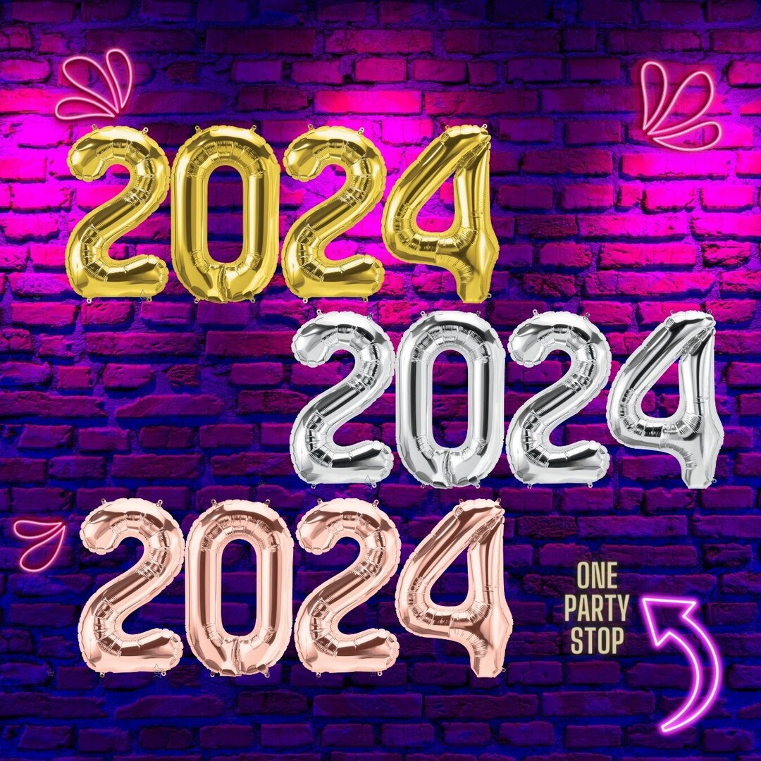 2024 New Years Numbers Graduation Foil Balloons Graduation Etsy