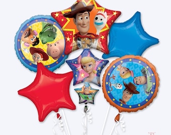 Toy Story Balloon Bouquet | Woody Buzz Birthday Balloons | Kids Party Decorations | Toy Story Birthday Decor | Balloons Set | Balloon Bundle