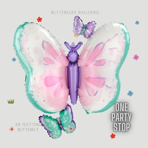 Butterfly Balloon | Butterfly Foil Balloons | Pastel Butterfly | Girls Birthday Party Decor |  Pastel Birthday Balloons | Butterfly Birthday