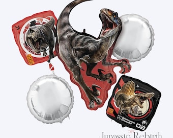 Ramo de globos de T-Rex de Jurassic World: decoraciones para fiesta de cumpleaños de dinosaurios