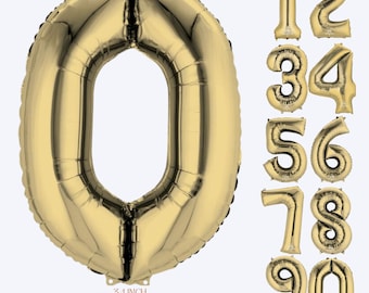 White Gold Number Balloon - 34inch | Birthday Number Balloon | Helium Balloon | Party Decorations 0-9