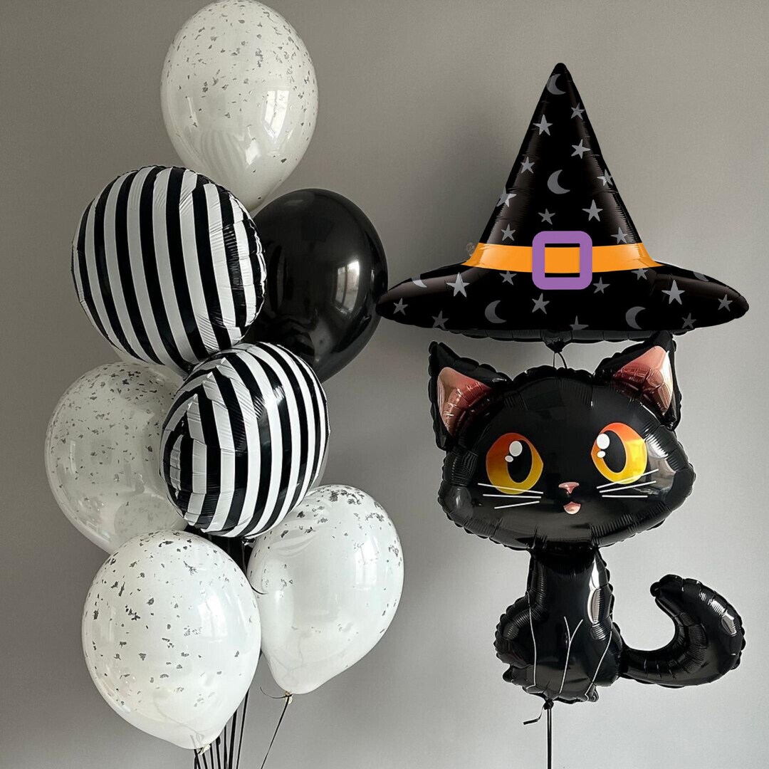 Black Cat Balloon Bouquet: Halloween Birthday Party Decorations - Etsy