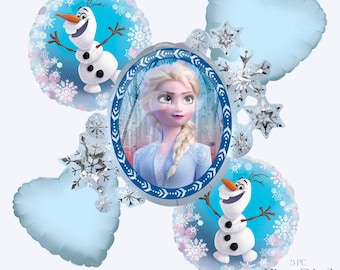 Frozen Birthday Balloon Bouquet | Elsa, Anna, Olaf Party Decor