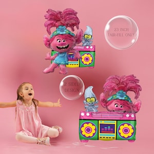 Trolls World Tour Poppy Balloons - Anagram Licensed | Poppy Airwalker | Trolls World Tour Balloon Bouquet | Trolls Birthday Decorations