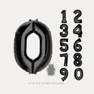 Number Foil Balloons, 34&quot; | Birthday Number Balloons | Black Jumbo Number Balloons | Number Helium Balloons | 40th | 50th | 18th birthday