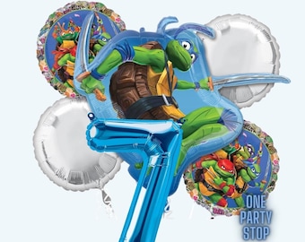 Teenage Mutant Ninja Turtles Birthday Balloons: 5pc TMNT Party Decor