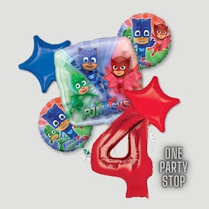 PJ Maske Ballon Bouquet - Anagram lizenziert | PJ Maske Geburtstag | Pj Masks Dekorationen | Pj Masken Zubehör | 4. | Geburtstag 5 Jahre | 6.Geburtstag