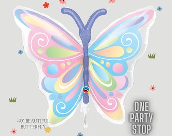 Pastel Butterfly Foil Balloon: Girls Birthday Party Decor
