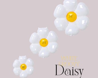 Daisy Flower Balloon | Boho Daisy Flower | White Daisy Mylar Balloon | Giant Daisy | Flower Party | Two Groovy | Groovy One Daisy Balloon