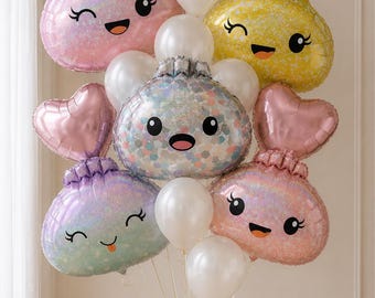 Cute Dumpling Balloons | Kawaii Glitter Squishy Dumpling Party Decor | A little dumpling is on the way | Dumpling Birthday | Baby Shower