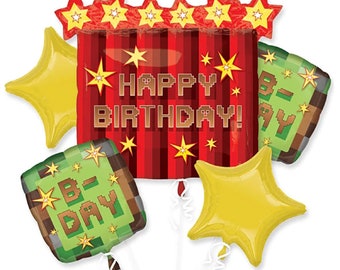 TNT Pixel Foil Balloon Bouquet: Video Game Birthday Party