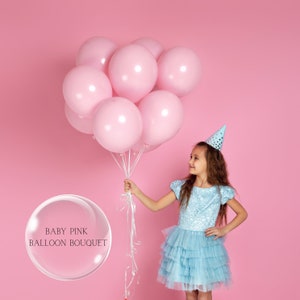Palloncini rosa pastello / Bouquet di palloncini rosa baby / Decorazioni per baby shower / Palloncini per compleanno / Addio al nubilato / Primo compleanno / Palloncino rosa