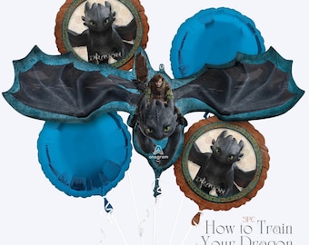 How to Train Your Dragon Balloon Bouquet - Anagram Licensed | Dragon Birthday Party Decorations | Dragon Balloons | Dragon Themed birthday