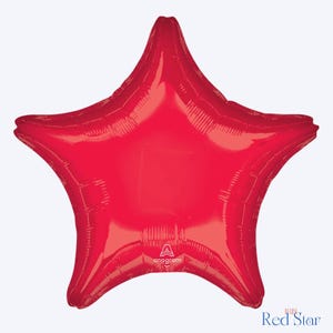 May include: A large, shiny red star-shaped balloon. The balloon has five points and is made of a reflective material. The word "anagram" is printed on the balloon. The text "Join Red Star" is in the bottom right corner.