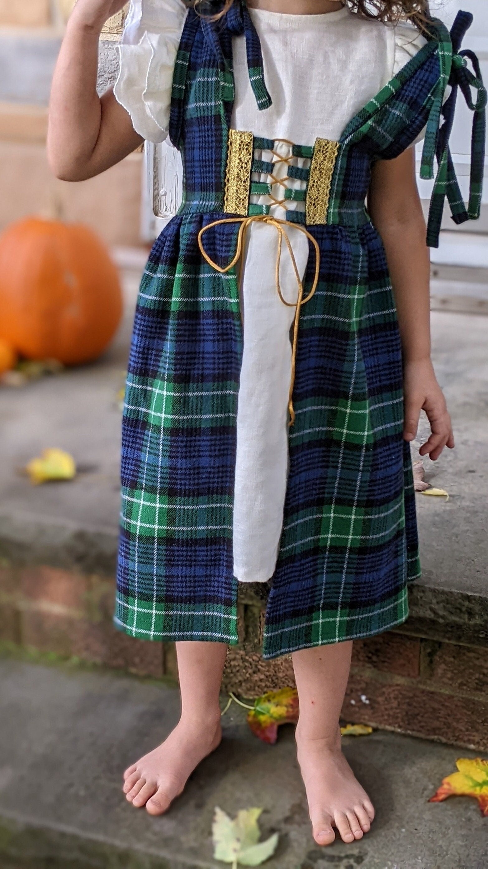  Vestido medieval para mujer, disfraz de manga larga acampanada  a cuadros, vestido de campesino, vestido largo renacentista, Marrón, S :  Ropa, Zapatos y Joyería