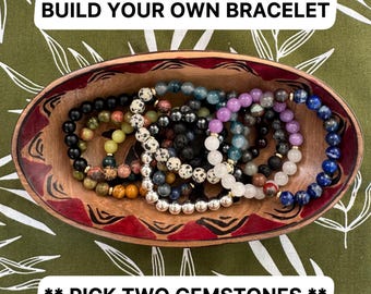 Customizable Crystal Bracelet • Two-Tone Gemstone Beaded Jewelry