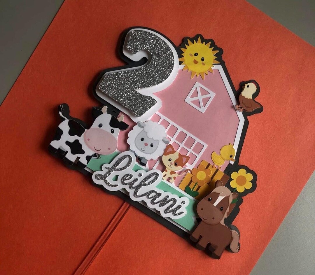 Farm Cake Topper , Girl Farm Birthday Cake Topper, Barn Cake Topper ...