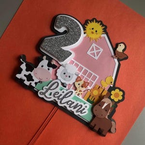 Farm Cake Topper , Girl Farm Birthday Cake Topper, Barn Cake Topper, Farm Animals Topper