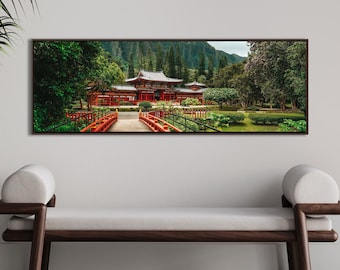 Canvasafdruk O'ahu-tempel Hawaï: panoramische fotografiekunst