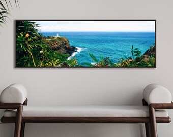Canvas Coastal Kilauea Lighthouse Kauai Hawaii Floating Frame Panoramic Print Photography Art by Domenica Rossi