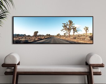 Canvas Joshua Tree Desert Floating Frame Panoramic Photography Art Print by Domenica Rossi