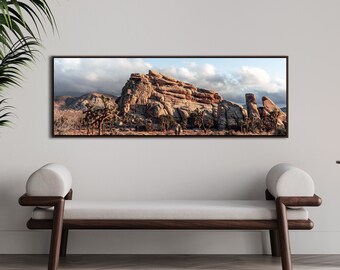 Panoramische canvasafdruk Ingelijste Joshua Tree Boulder fotografie mixed media kunstprint Domenica Rossi